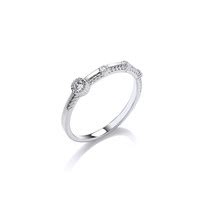 Fine Silver Cubic Zirconia Studded Ring Cavendish French