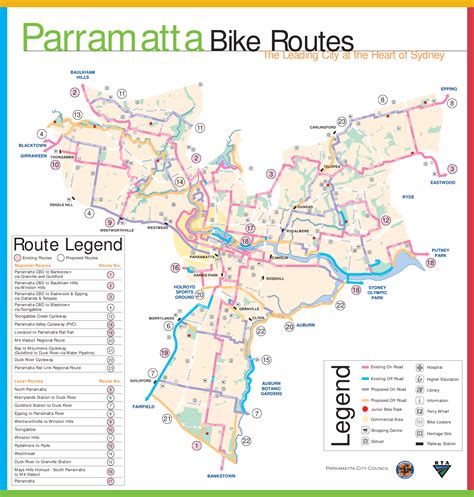 Parramatta Bike Route Map - Parramatta Sydney Australia • mappery