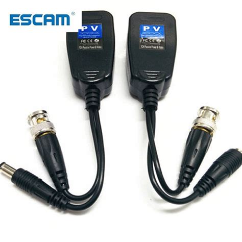 Escam Pairs Cctv Coax Bnc Video Power Balun Transceiver To Cat E