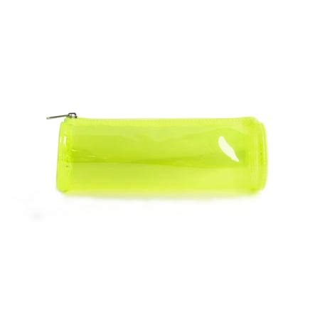 Trousse Ronde Transparente Compartiment Jaune Fluo Cultura