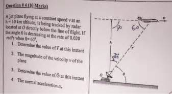 Solved A Jet Plane Flying At A Constant Speed V At An H Chegg