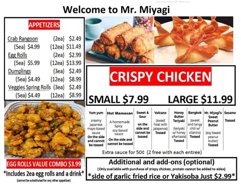 Online Menu Of Mr Miyagi Japanese Grill Restaurant Wichita Kansas