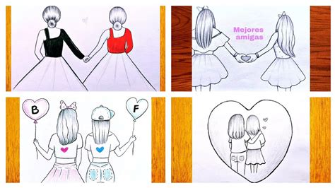 4 Hermosos Y Sencillos Dibujos Con Mejores Amigas Cómo Dibujar Mejores Amigas Bff Dibujo