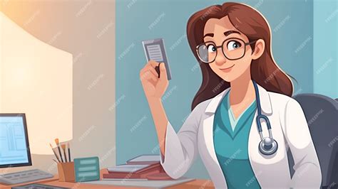 Premium Ai Image Cartoon Character Of A Female Doctor