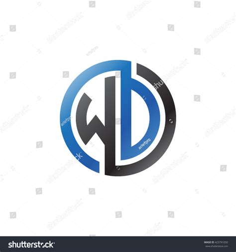 Wd Initial Letters Looping Linked Circle Stock Vector Royalty Free