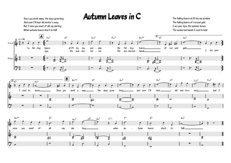 Autumn Leaves In C Sheet Music For Piano Download Free In Pdf Or Midi