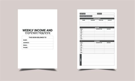 Weekly Income And Expense Tracker Kdp Interior Design Printable