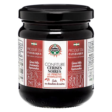 Confiture De Cerises Noires Au Piment D Espelette 250g Etxe Peio