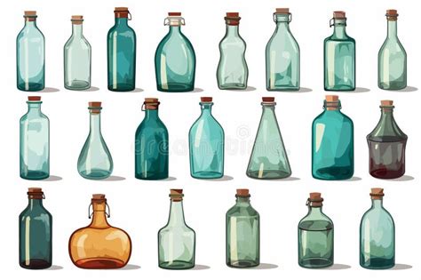 Glass Bottles Isolated Vector Style Illustration Stock Vector Illustration Of Liquid Sign