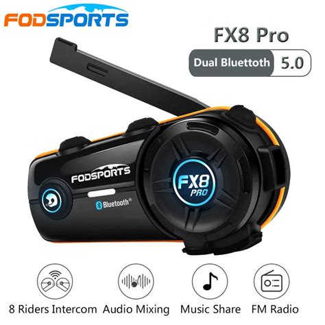 Fodsports Fx Pro Motorcycle Intercom Dual Bluetooth Helmet Headset