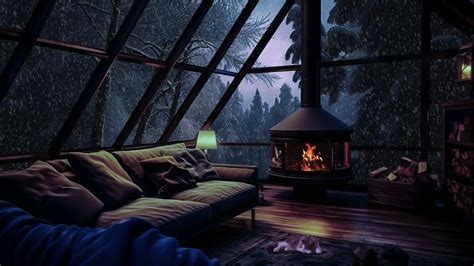 Deep Sleep With Blizzard Fireplace Sounds Winter Wonderland ASMR