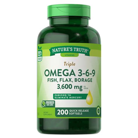 Natures Truth Triple Omega 3 6 9 Fish Flax Borage 3600 Mg Softgels