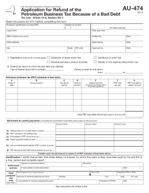 Fillable Online Tax Ny Form AU 474 9 11 Application For Refund Of The