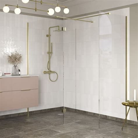 Apex 1400mm Brushed Brass 8mm Wetroom Screen Sanctuary Bathrooms