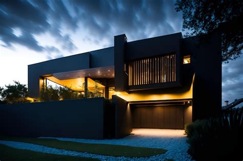 Premium Photo | Photo of a modern house with a sleek and dark exterior ...