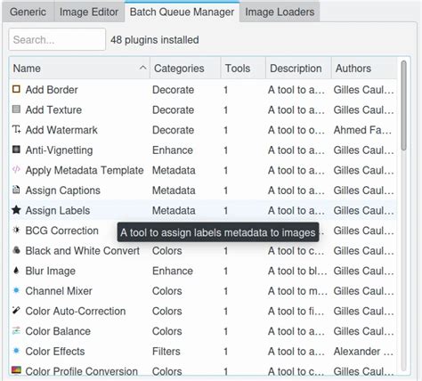 Plugins Settings Digikam Manual Documentation