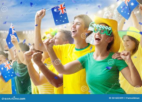 Australia Fans on Stadium. Australian Supporters Stock Image - Image of ...