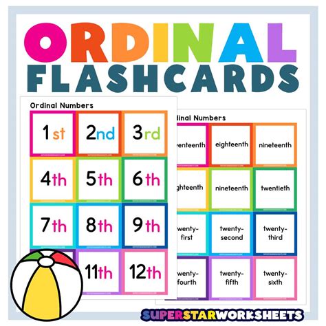 Ordinal Number Flashcards - Superstar Worksheets