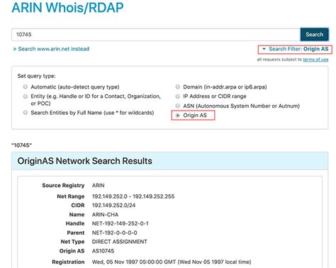 Using Whois American Registry For Internet Numbers