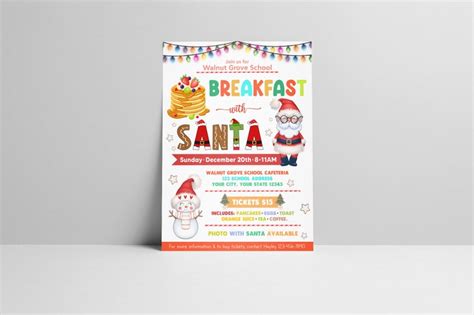 Editable Breakfast With Santa Flyer Invitation Meet Santa Etsy