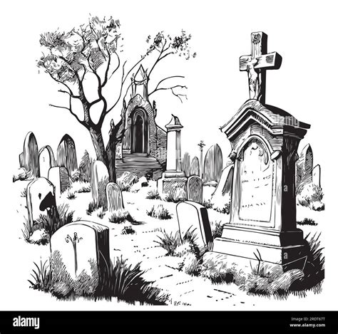 Gothic Graveyard Drawings