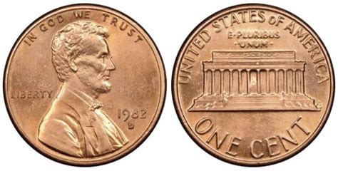 1 Cent Lincoln Memorial 1982 United States Coin Value