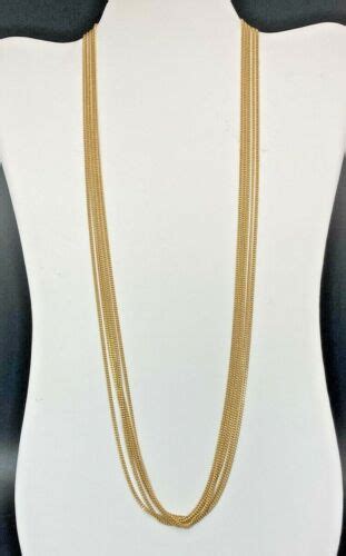 Vintage Monet Five Strand Gold Tone Necklace Gem