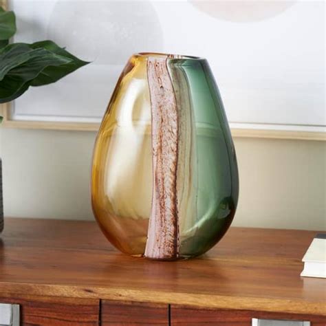 Litton Lane Multi Colored Ombre Glass Decorative Vase With Pink