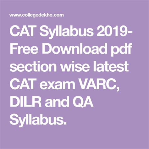 CAT Syllabus 2023 PDF - Download Syllabus for QA/VARC/DILR Sections ...