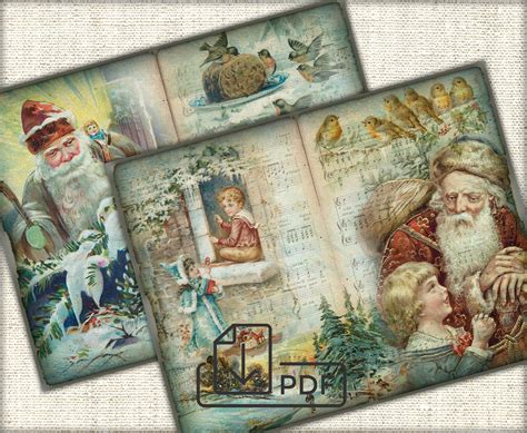 Vintage Christmas Junk Journal Kitprintable Collage Pages Etsy