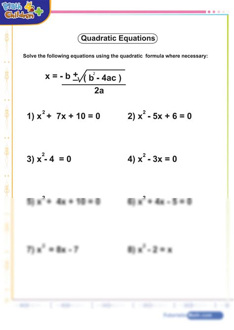 Solution Quadratic Formular Worksheet Studypool