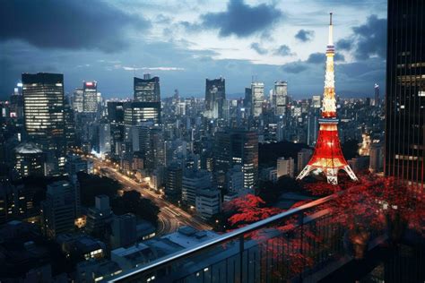 AI generated Tokyo Tower at night, Japan. Tokyo is the capital and ...