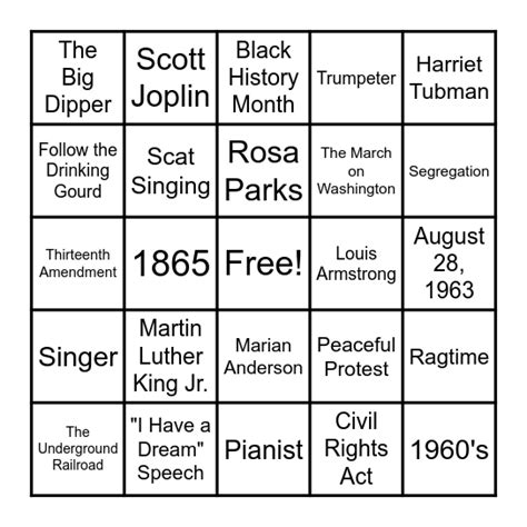 Black History Month Bingo Card