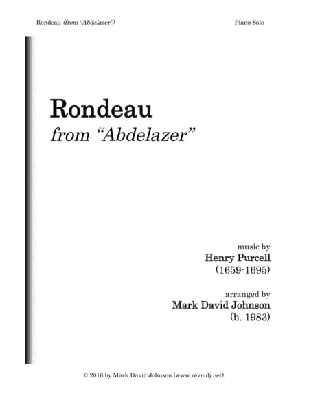 Rondeau From Abdelazer Arr Mark David Johnson By Henry Purcell