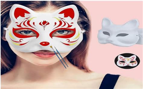 Esulomp Therian Masks White Paint Cat Mask Paper Unpainted