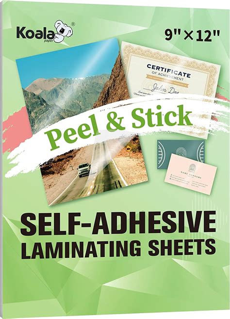 Koala Peel Stick Self Adhesive Laminating Sheets X Inch Clear No