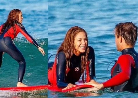 Shakira Luce Alegre Y Hermosa Mientras Practica Surf En Las Playas De