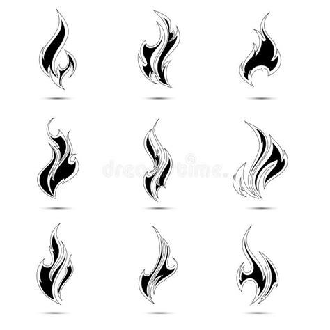 Fire Flames Of Different Shapes Stock Vector Illustration Of Frame