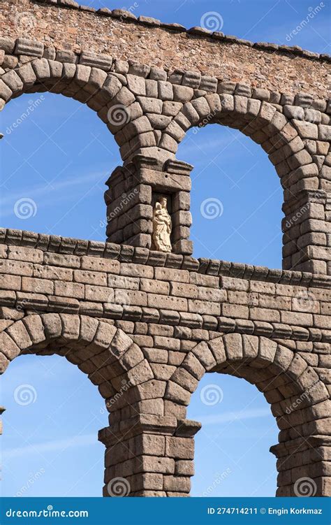 The Ancient Roman Aqueduct Of Segovia Spain Stock Image Image Of