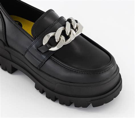 Buffalo Aspha Loafer Chain Loafers Black Silver Womens Loafers