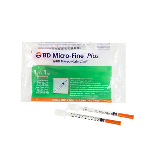 Шприц инсулиновый 1мл U100 BD интегрированная игла 30G (0,30x8,0 ...