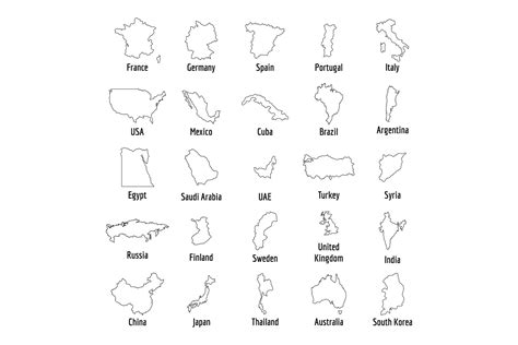 Map Country Icon Set, Outline Style Graphic by anatolir56 · Creative ...