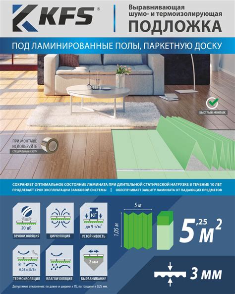 Подложка из вспененного полистирола, KFS, гармошка (5,25 м2), 3 мм в ...