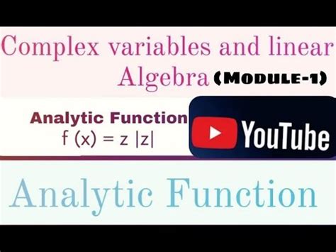 Complex Analysis Analytic Function Cauchy Riemann Equation BY