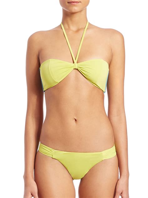 Asceno Reversible Bandeau Bikini Top In Lime Green Lyst