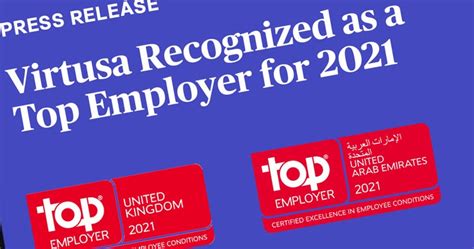 Virtusa Recognized As A Top Employer For 2021 In The Uk And Middle East