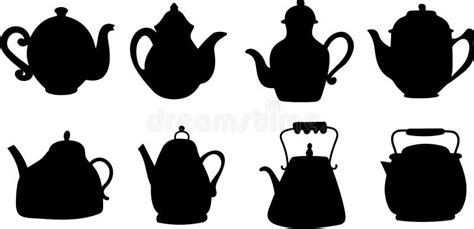 Teapot Set Teapot Silhouette Set Teapot Icon Teapot Set Stock Vector