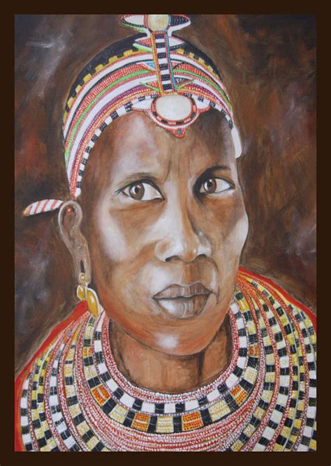 Portrait Masai Woman Painting By Annie Lovelass Fine Art America