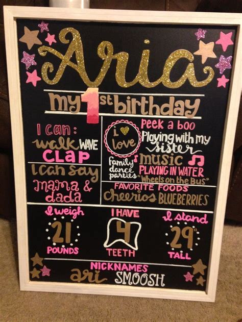 Pink And Gold First Birthday Chalkboard Glitter Pink And Gold