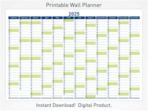 Full Year Wall Calendar Printable Earl V Carter